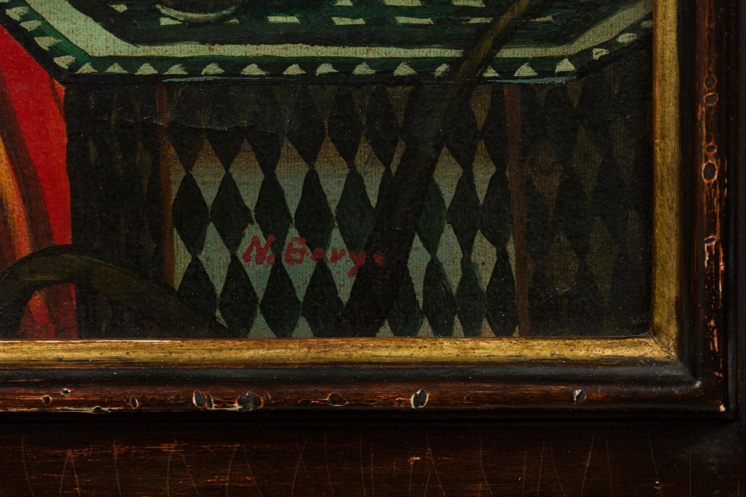 Canvas 19th Century Orientalist Genre Painting of a Woman Lounging next to a Hookah