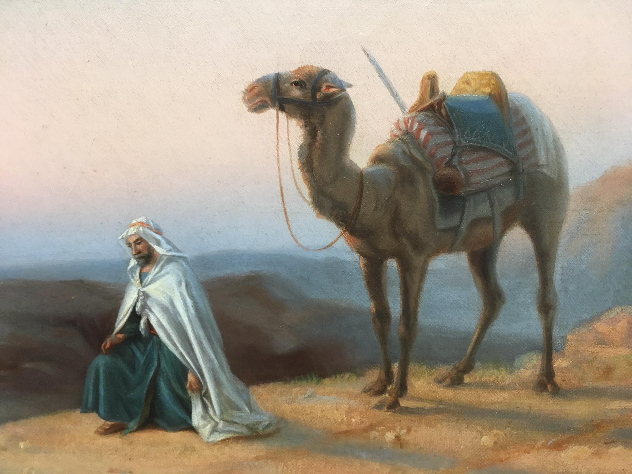 Oiled 19th Century Orientalist Oil on Canvas Painting