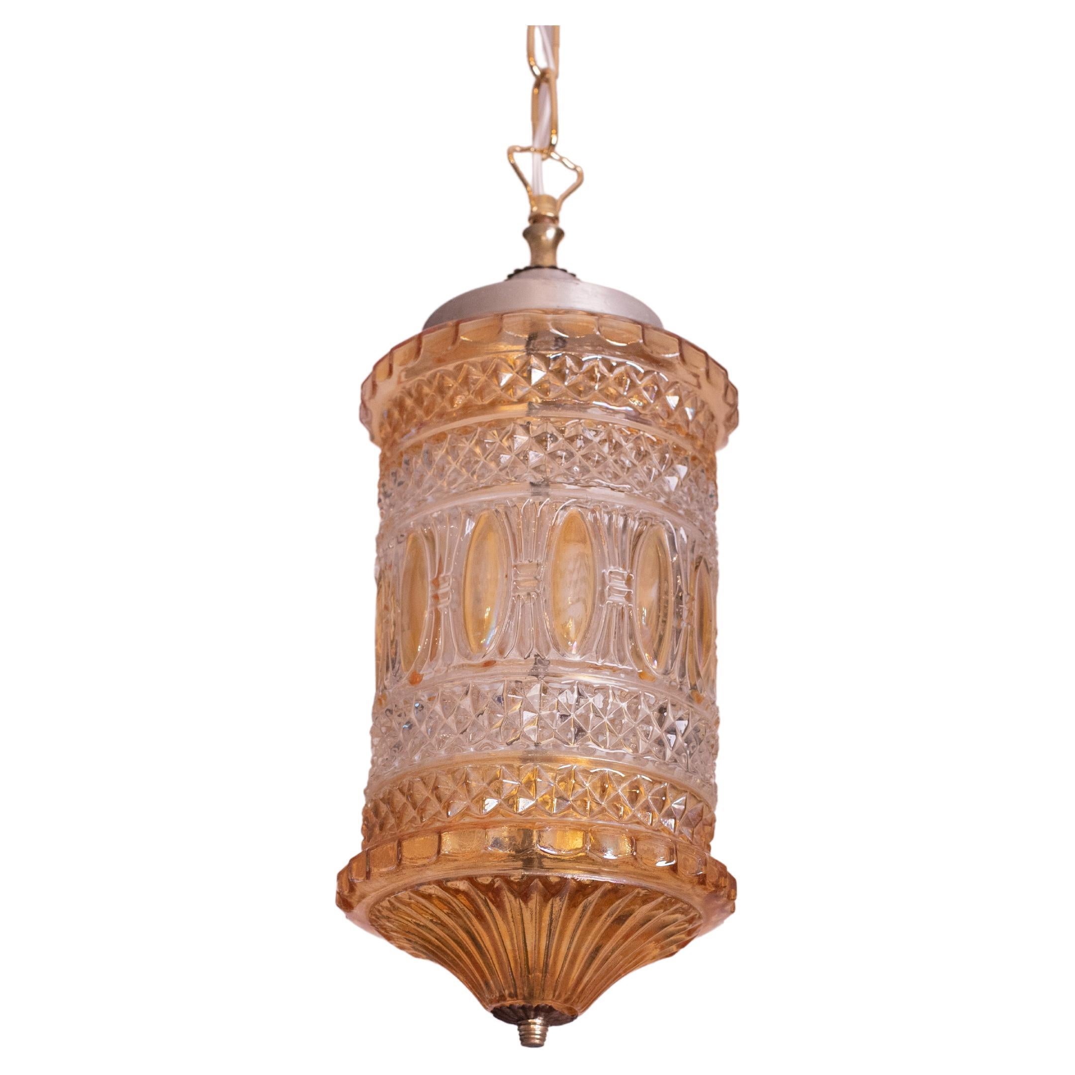 Lanterne en verre orange "orientaliste" du 19e siècle, années 1960 en vente