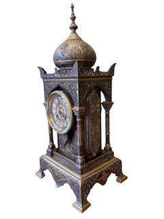19th Century Orientalist Patinated Bronze Architectural Clock