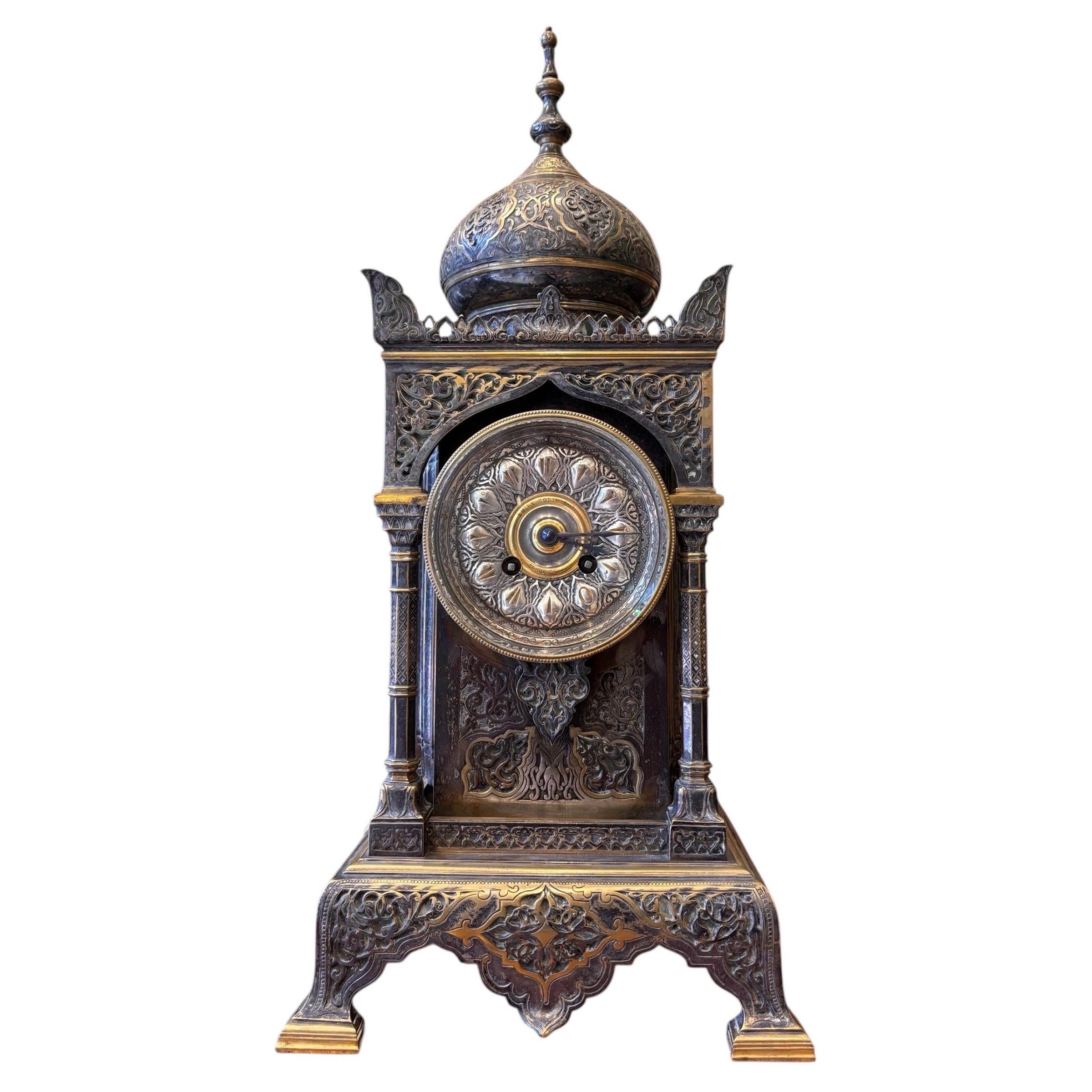19th Century Orientalist Patinated Bronze Architectural Clock
