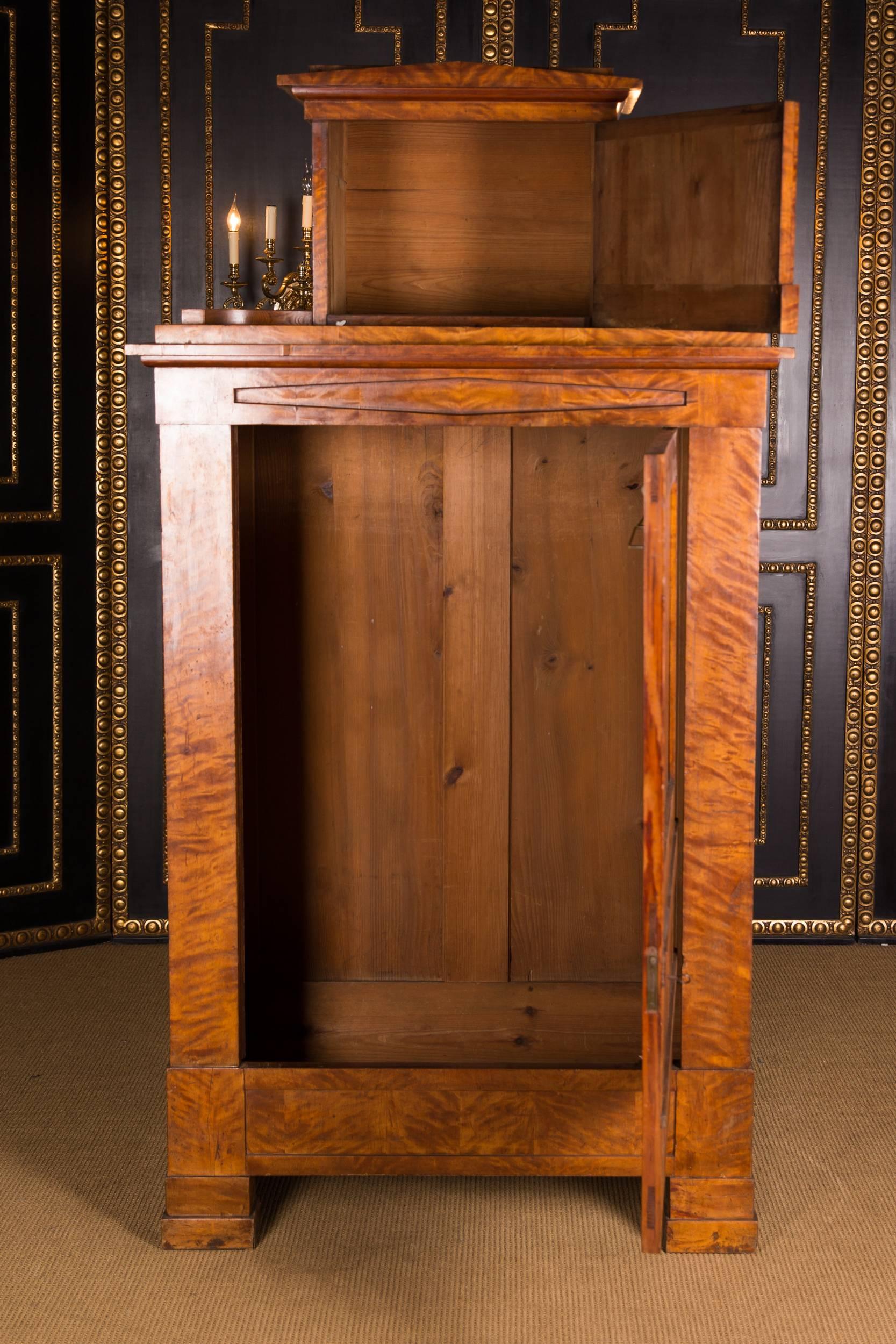 19th Century Original Biedermeier Cupboard Birchwood Veneer 1