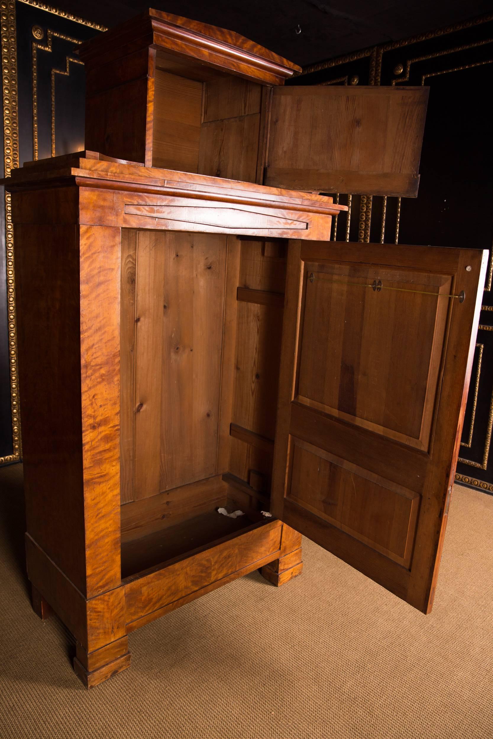 19th Century Original Biedermeier Cupboard Birchwood Veneer 3
