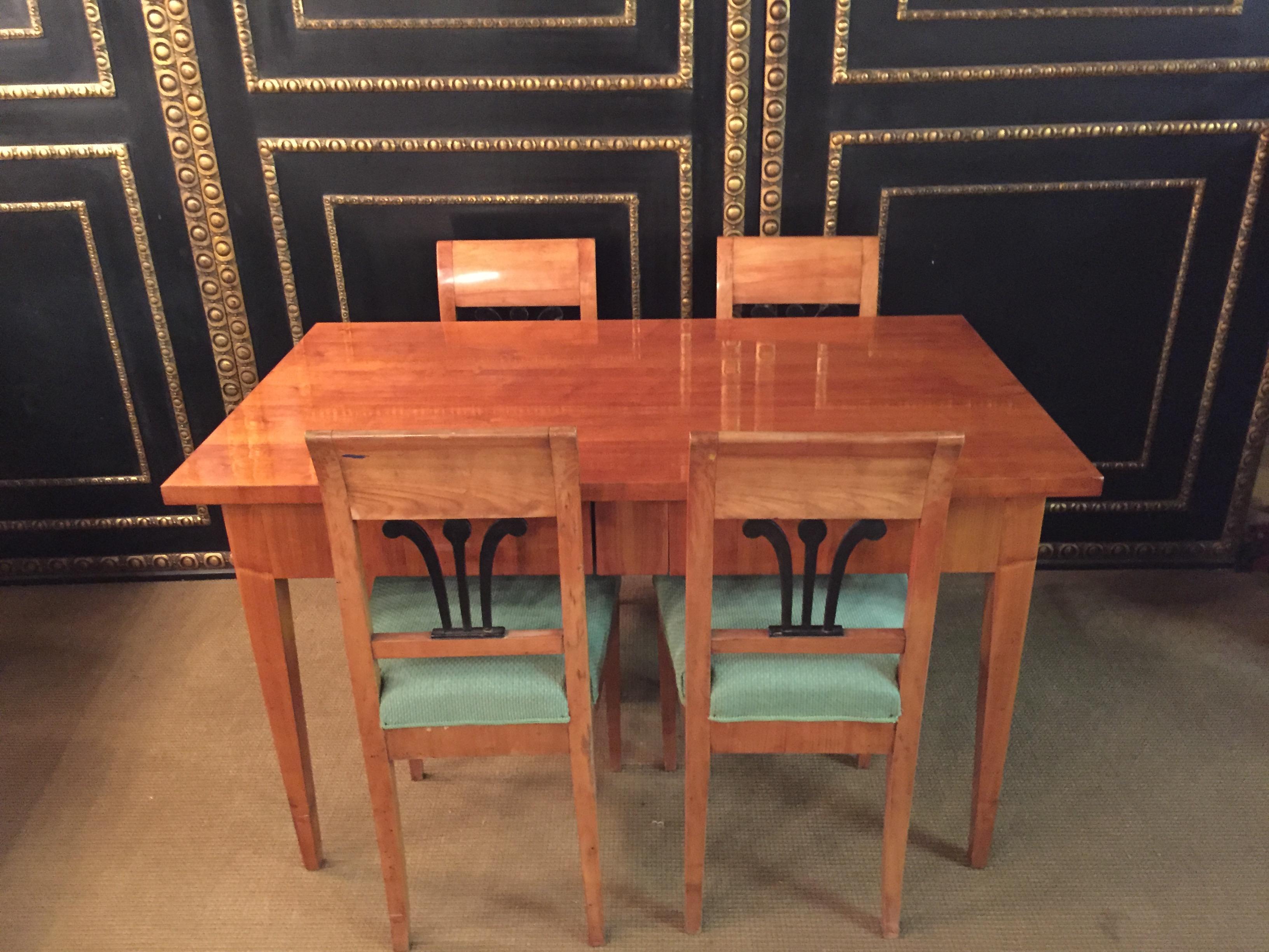 19th Century Original Biedermeier Dining Room /Dining Table with 4 Chairs Cherry 13
