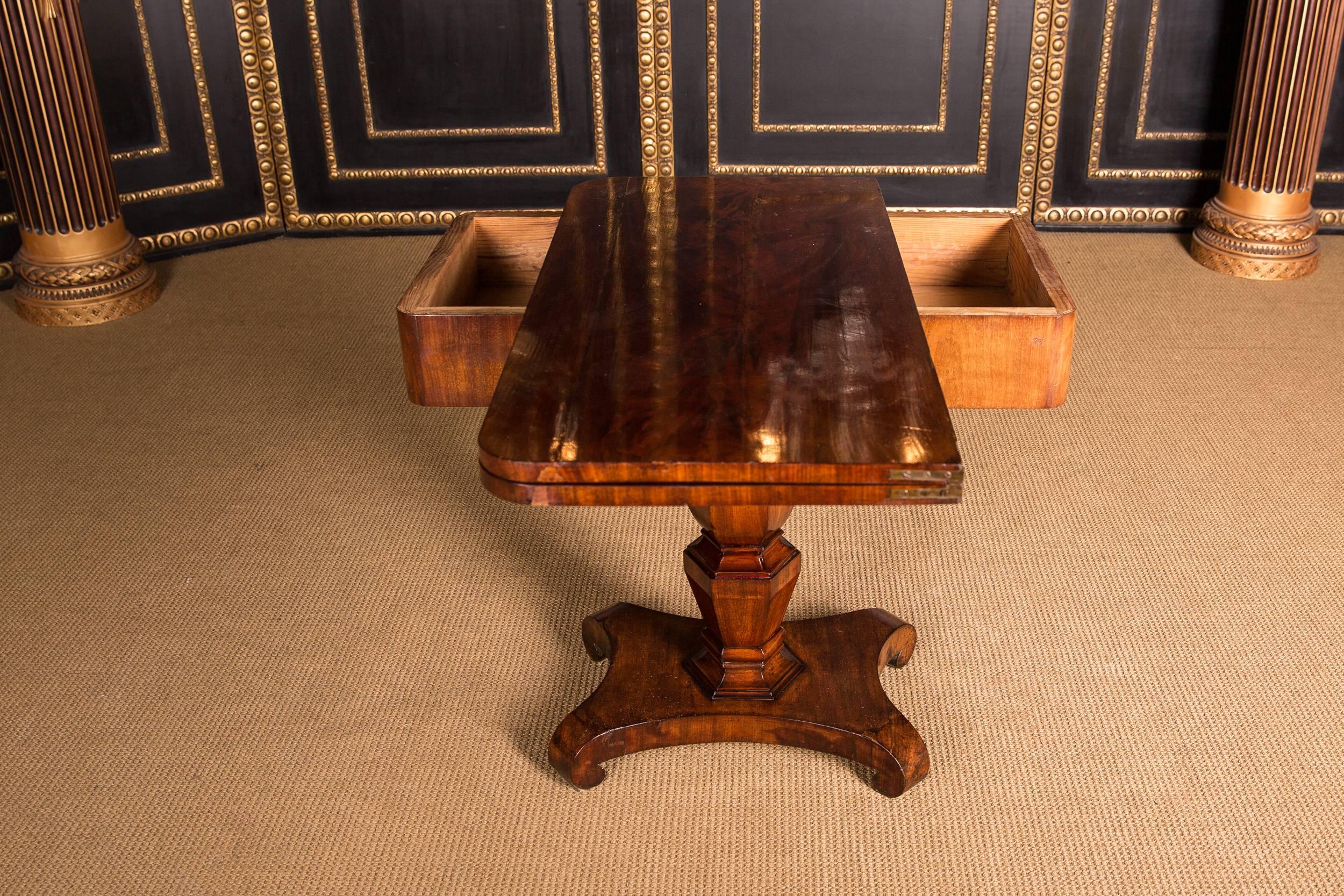 19th Century Original Biedermeier Game Table circa 1835 with Mahogany Veneer (Furnier)