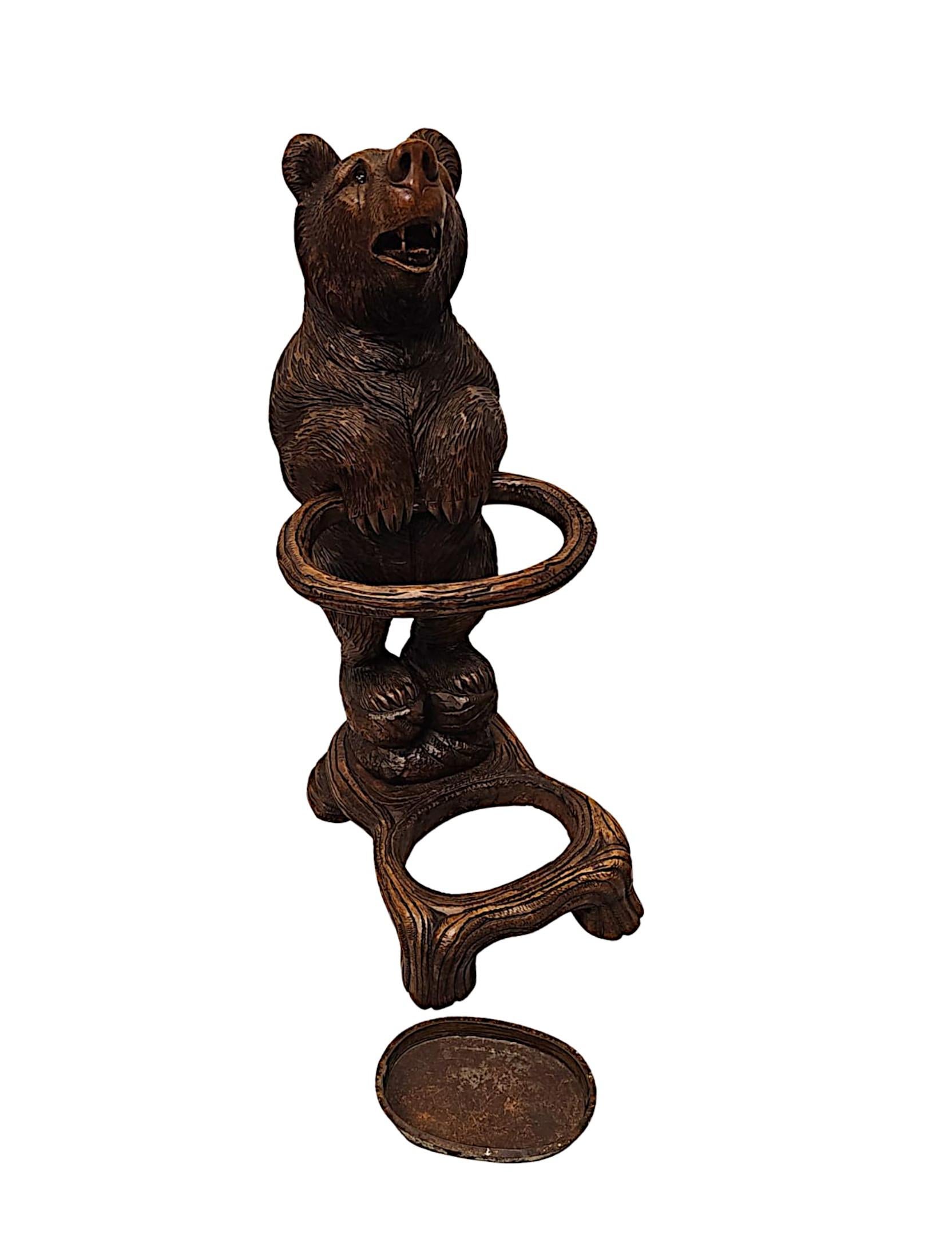 19th Century Original Black Forest Bear Stick or Umbrella Stand For Sale 1