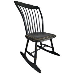 Dondolo Windsor originale del XIX secolo dipinto di nero per bambini