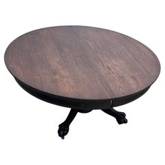 19th Century Original Black Painted Claw Foot Pedestal Coffee Table