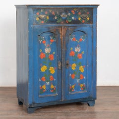 19th Century Original Blue Painted Pine Sideboard from Hungary