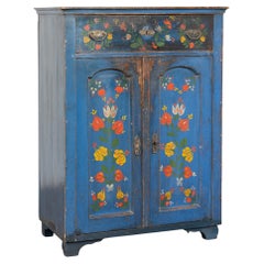 19th Century Original Blue Painted Pine Sideboard from Hungary