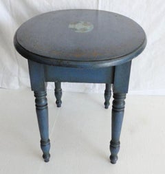 19th Century Original Blue Painted Small Oval Table