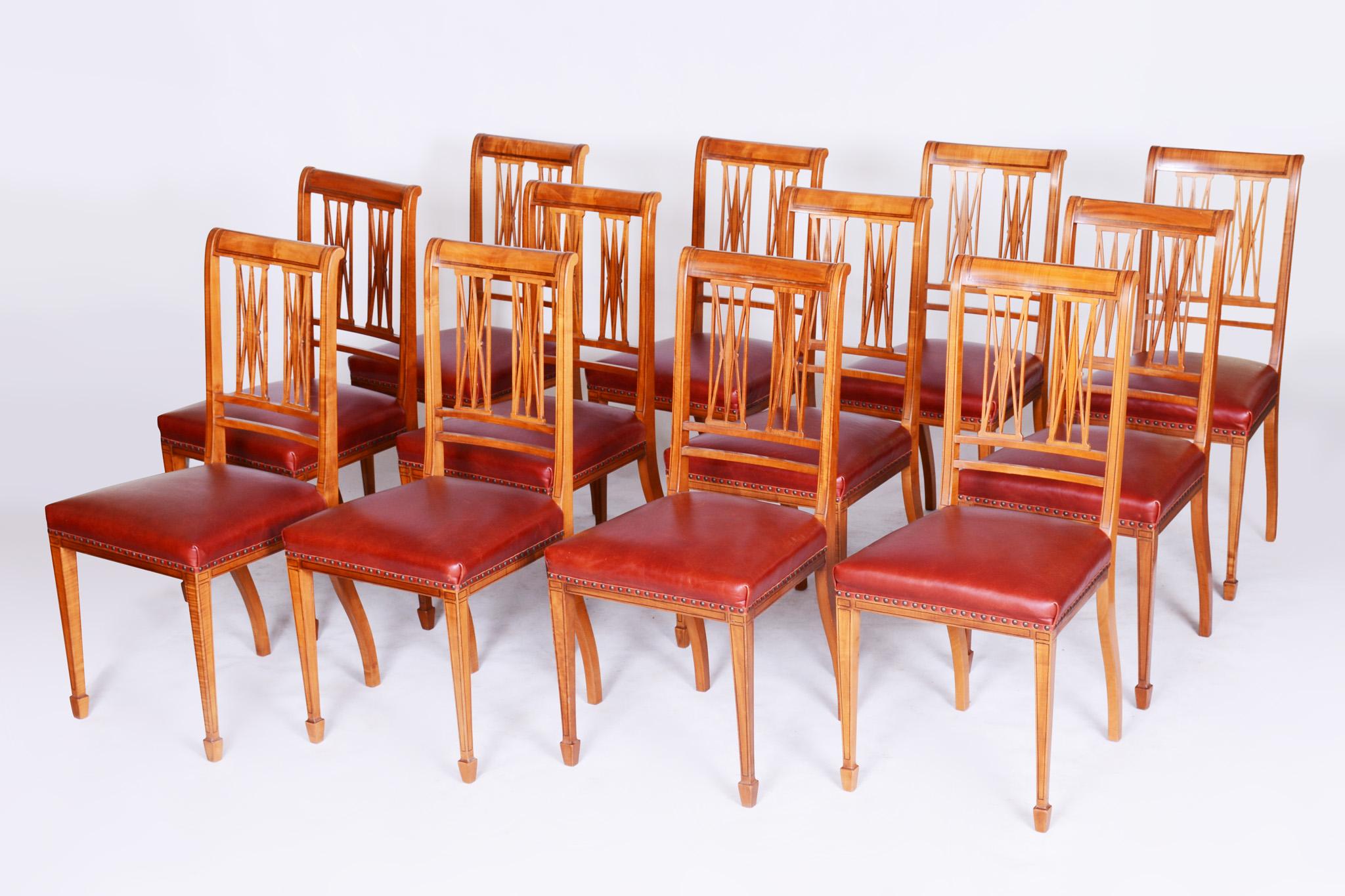 19th Century Original British Dinning Room Set with 12 Chairs, Satin Wood For Sale 12