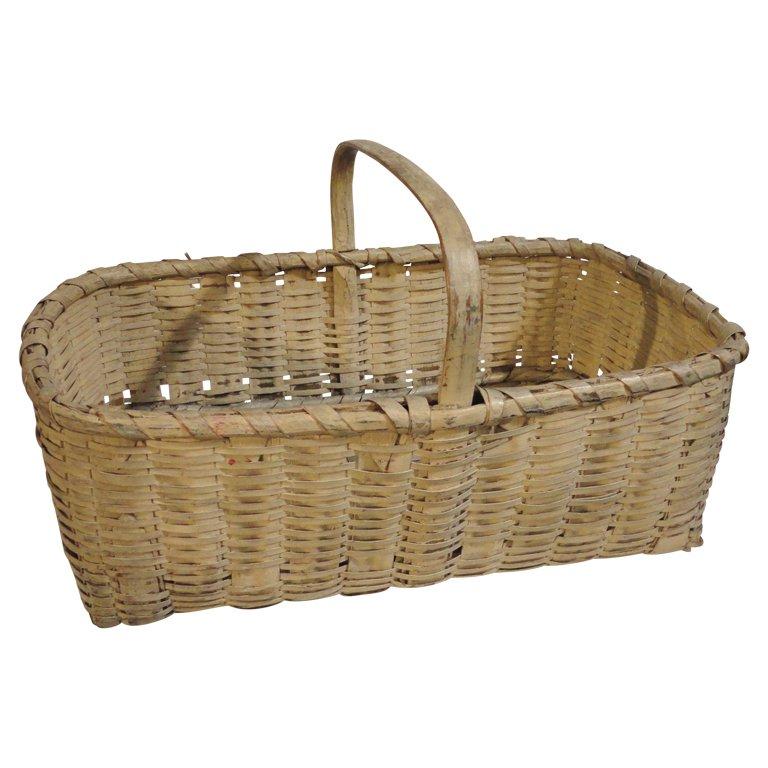 19th Century Original Buttermilk Painted Basket