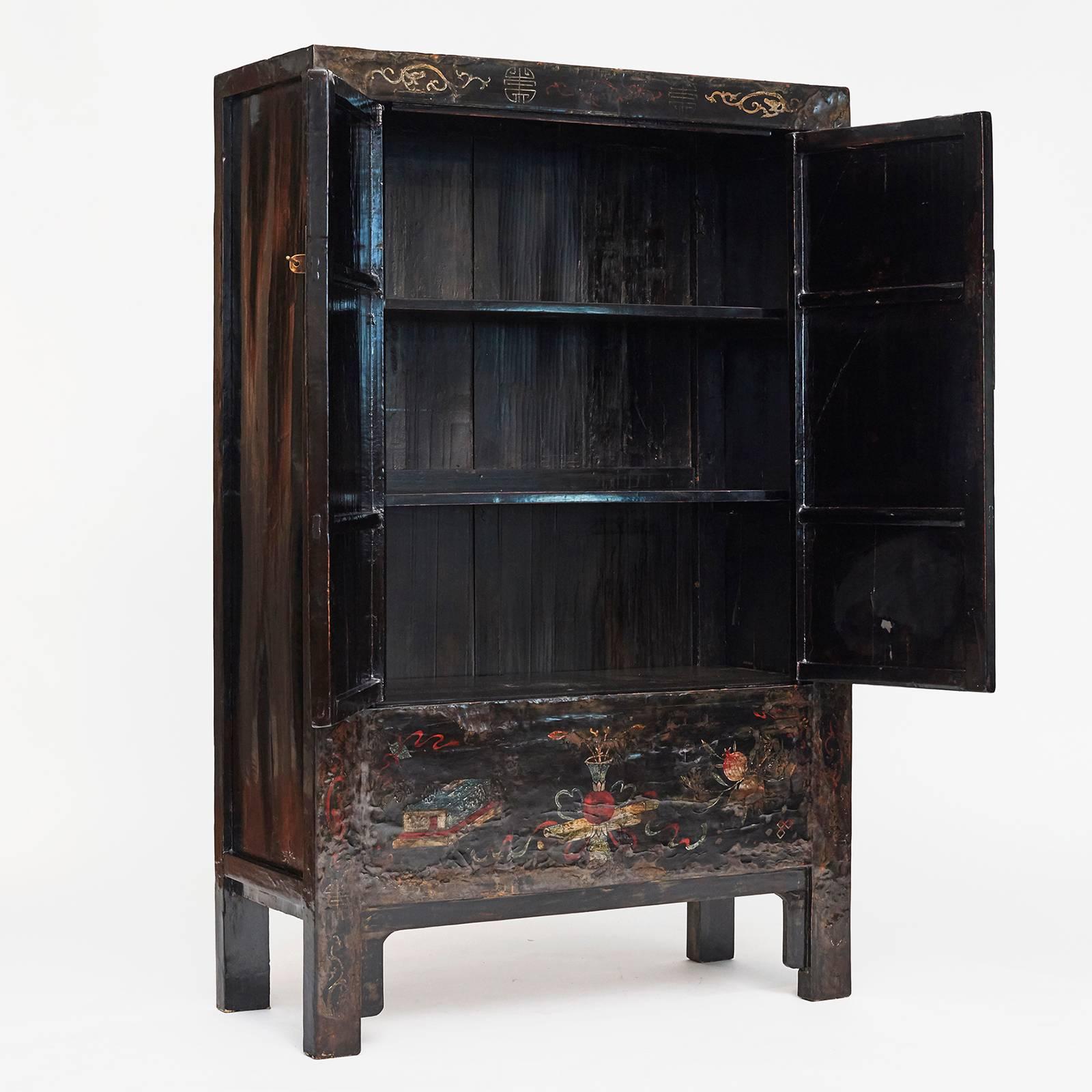 Chinese 19th Century Original Decorated lacquer cabinet from 