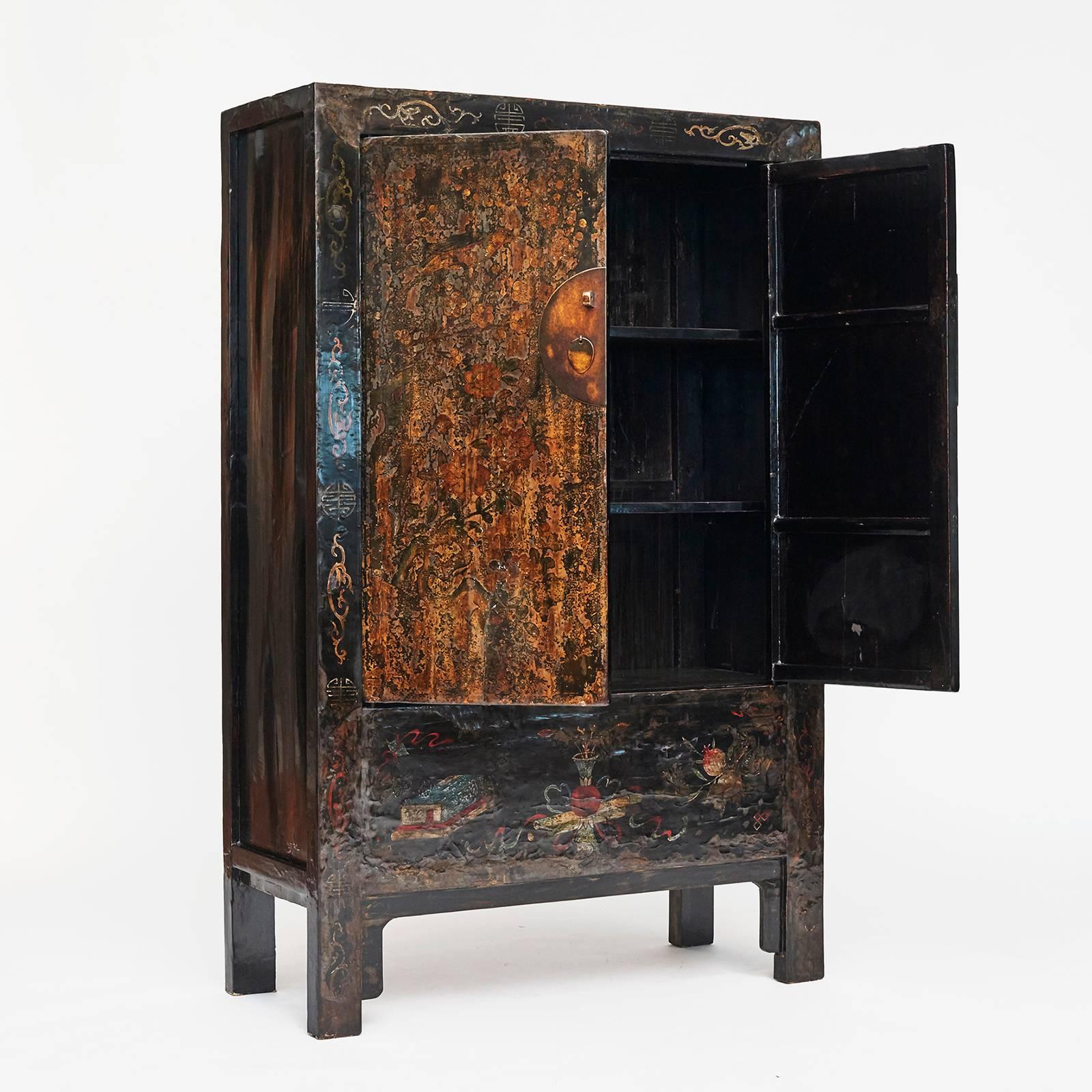 19th Century Original Decorated lacquer cabinet from 