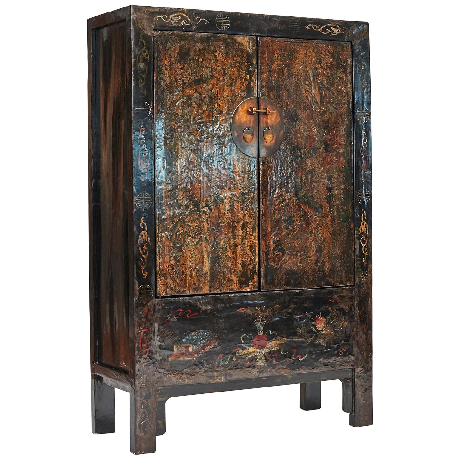 19th Century Original Decorated lacquer cabinet from "Shanxi", China