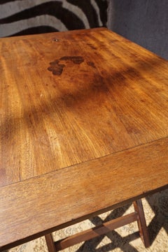 19th Century Original English Mahogany Campaign Folding Table with Brass Work