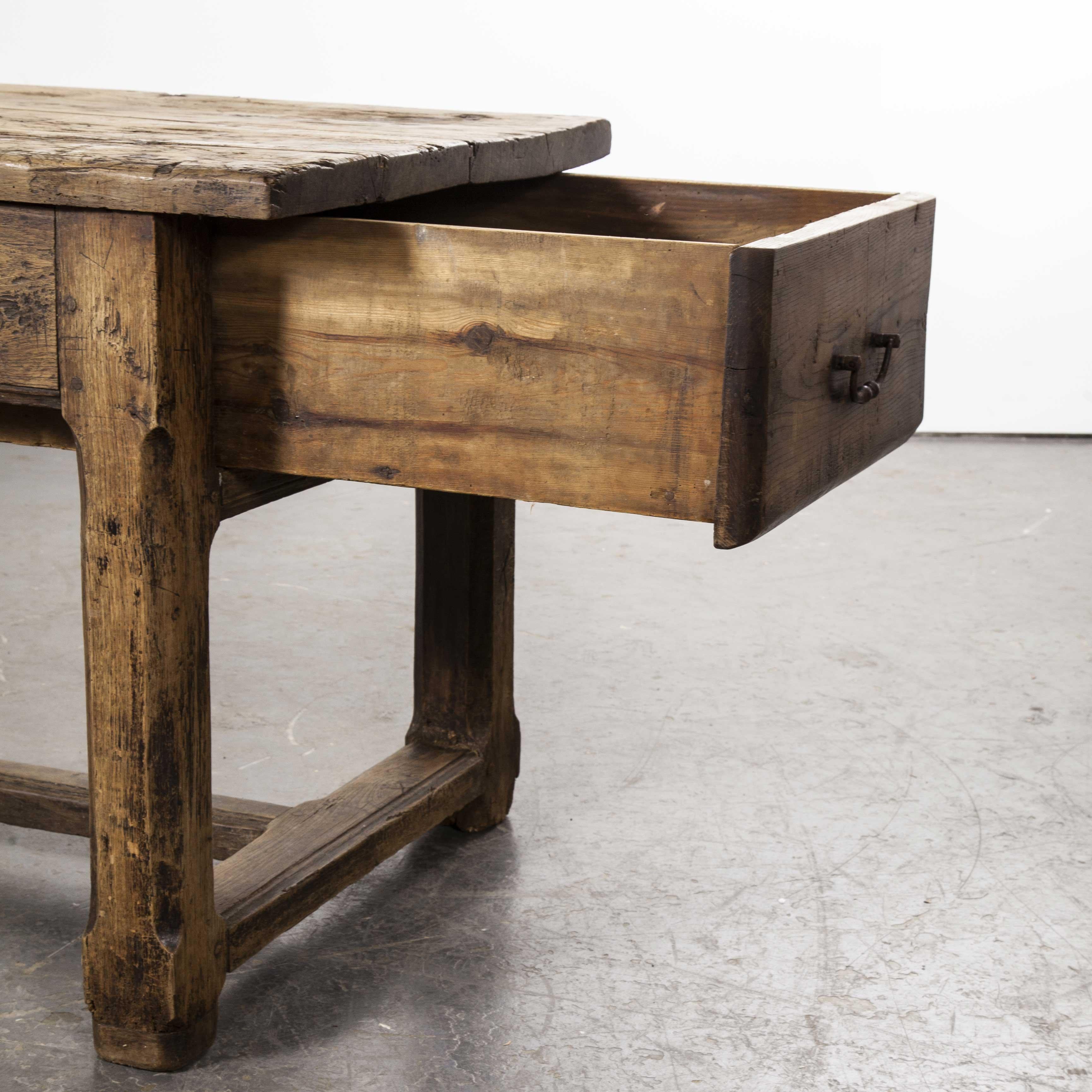 19th century original French Farmhouse rectangular dining table or console table

19th century original French Farmhouse rectangular dining table – console table. A substantial and heavy early 19th century table in excellent original condition.