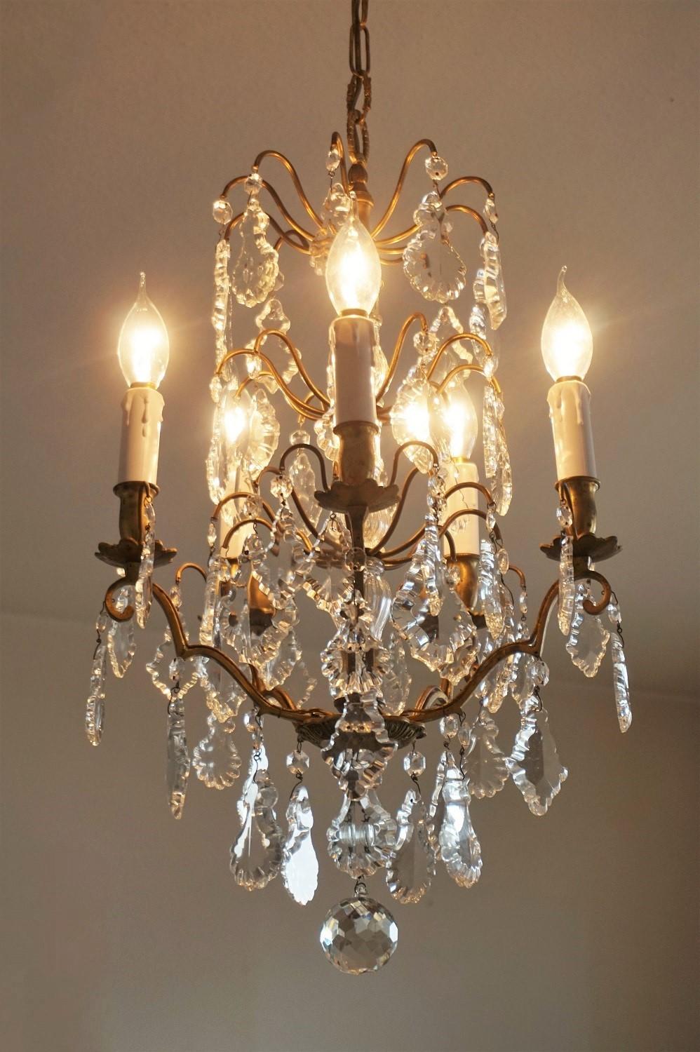 French 19th Century Baccarat Crystal Chandelier Five-Light Chandelier For Sale