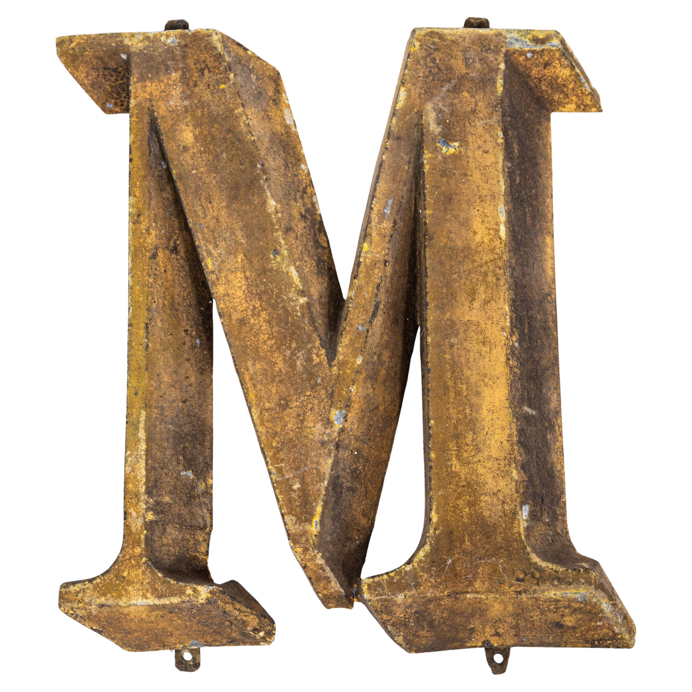 19th Century Original French Small Shop Signage Letter - M