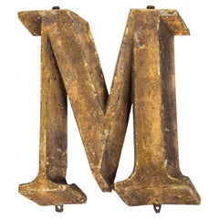 Antique 19th Century Original French Small Shop Signage Letter - M
