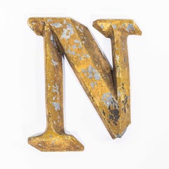 19th Century Original French Small Shop Signage  Letter - N