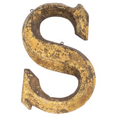 Antique 19th Century Original French Small Shop Signage Letter - S