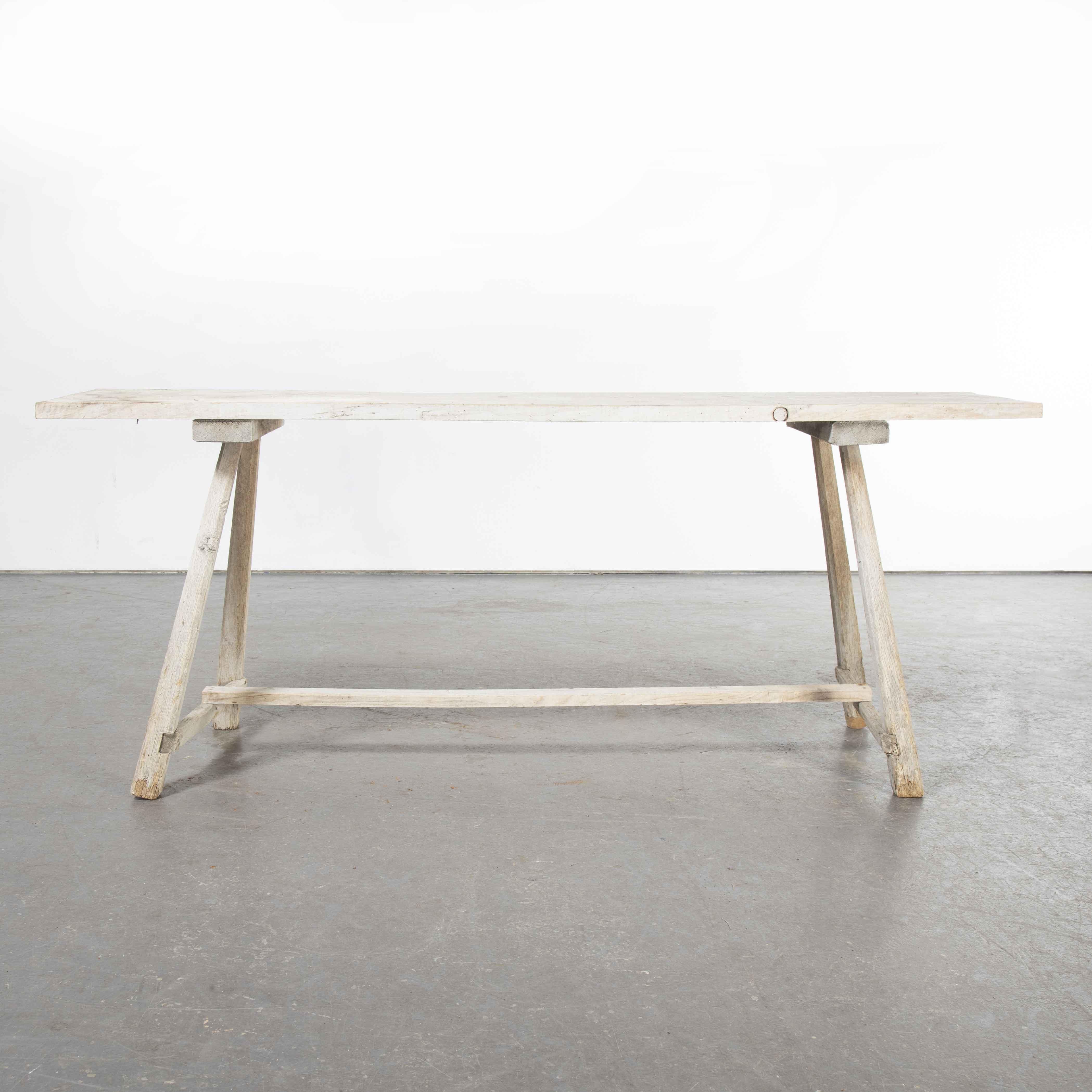 19th Century Original French Washing Table, Scrubbed and Bleached Top For Sale 1