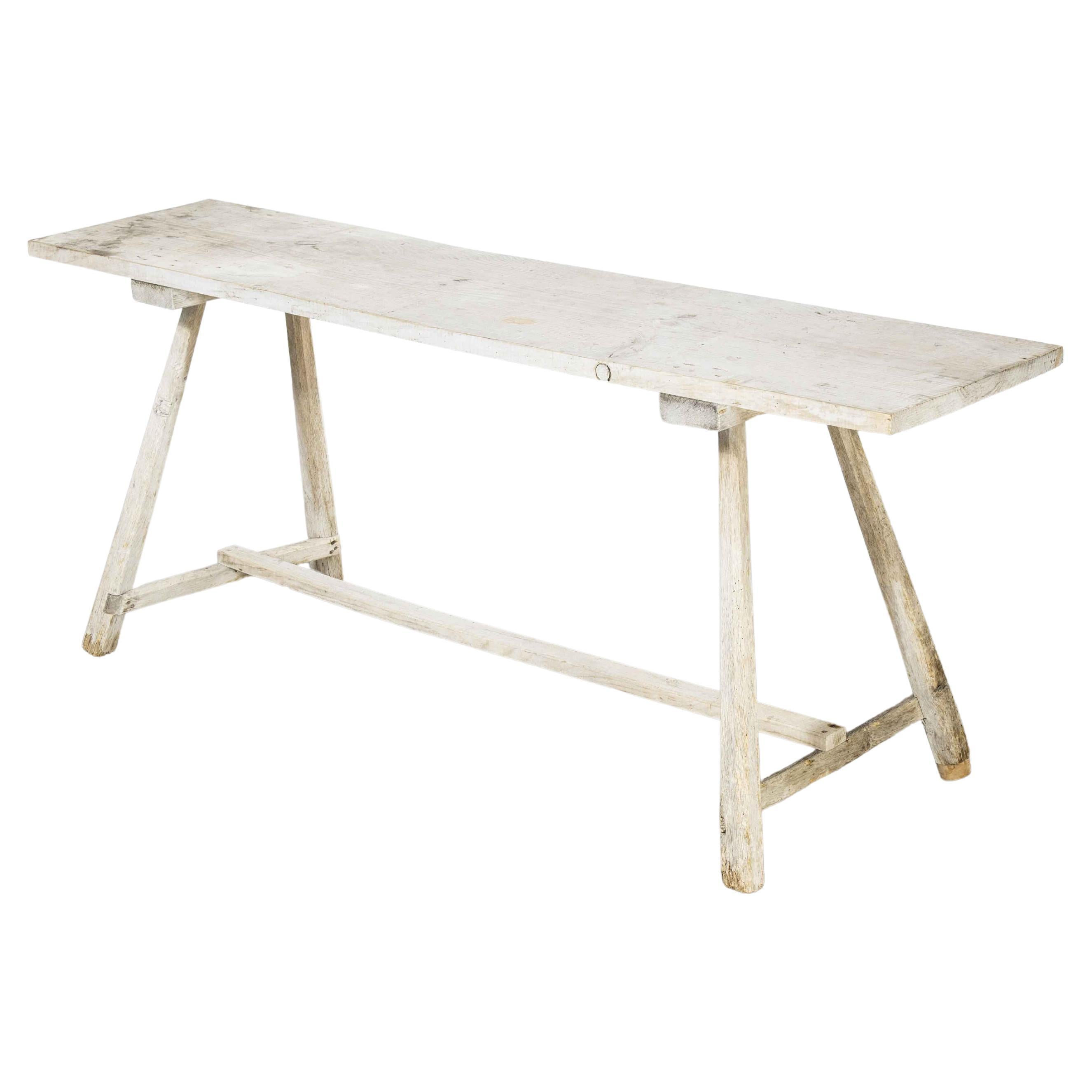 19th Century Original French Washing Table, Scrubbed and Bleached Top For Sale