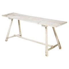 Table de lavage française d'origine du 19ème siècle, dessus froissé et blanchi