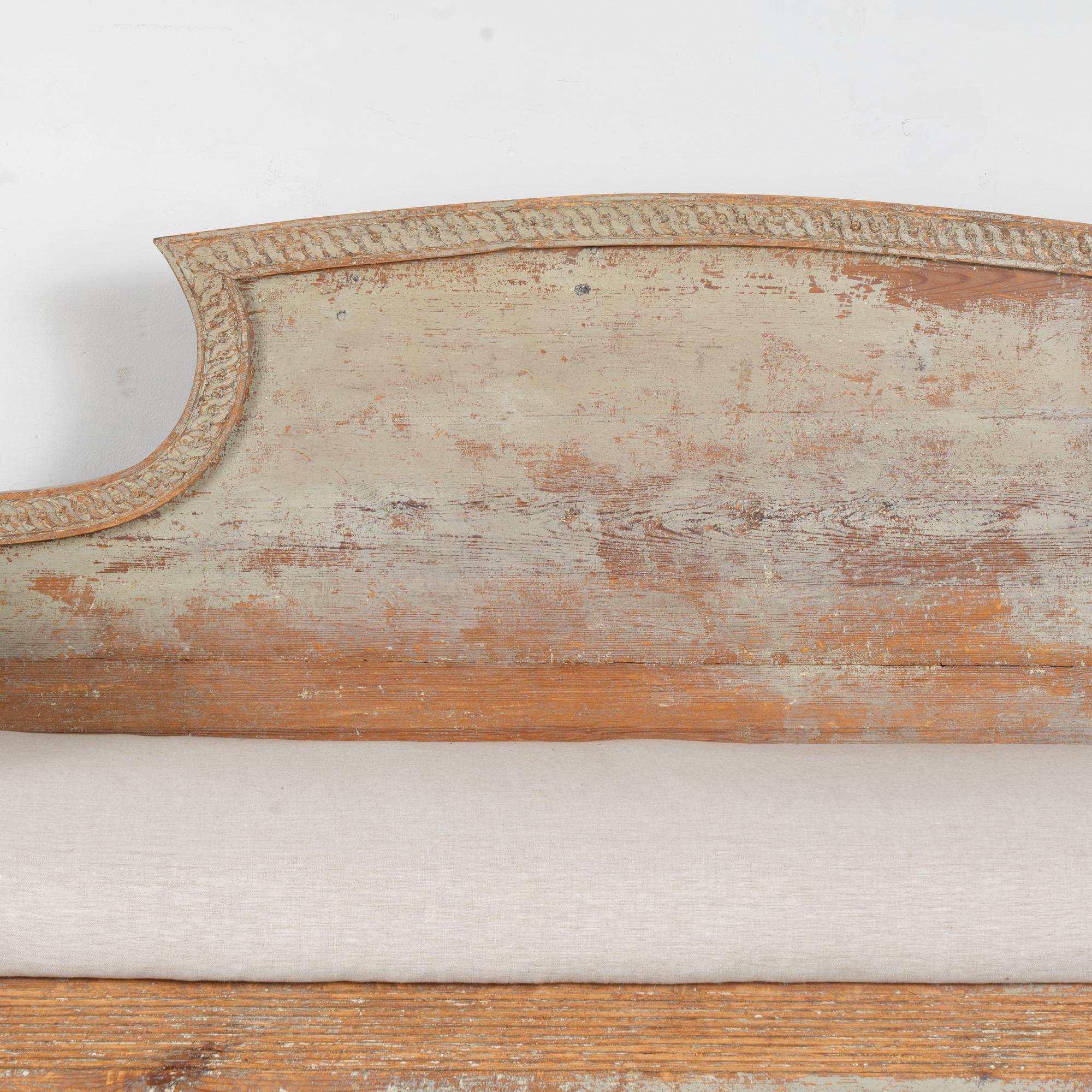 19th Century Original Gray Painted Swedish Gustavian Bench 6