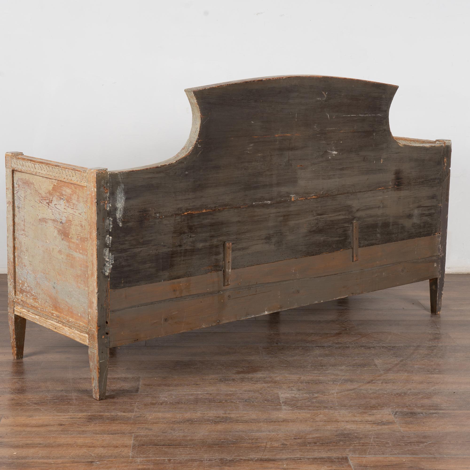 19th Century Original Gray Painted Swedish Gustavian Bench 7