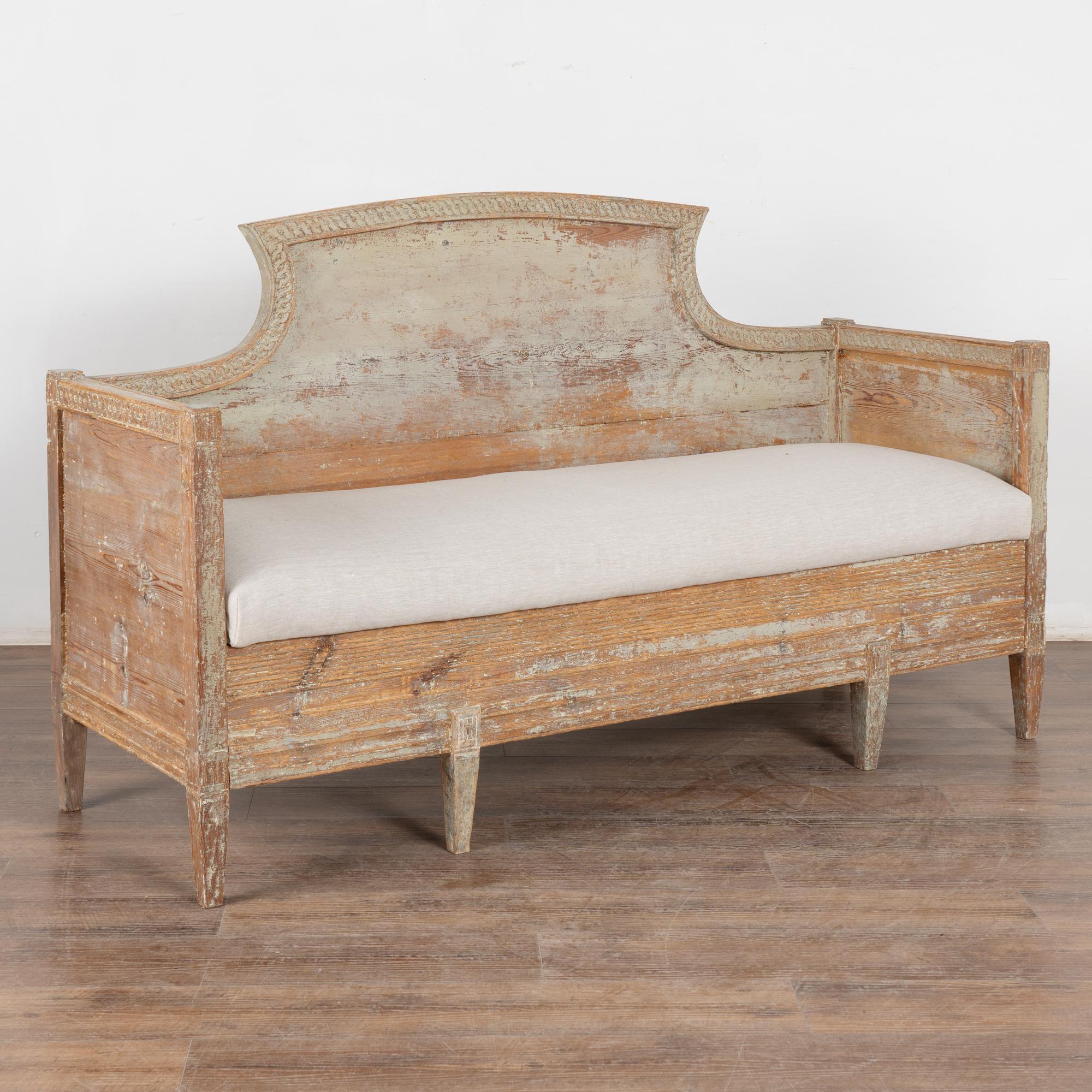 This exceptional Gustavian bench is a special find. Note the original pale gray painted finish (with faint green and blue undertones), now scraped down revealing a warm aged patina reflecting the age and grace of this lovely pine bench.
Simple