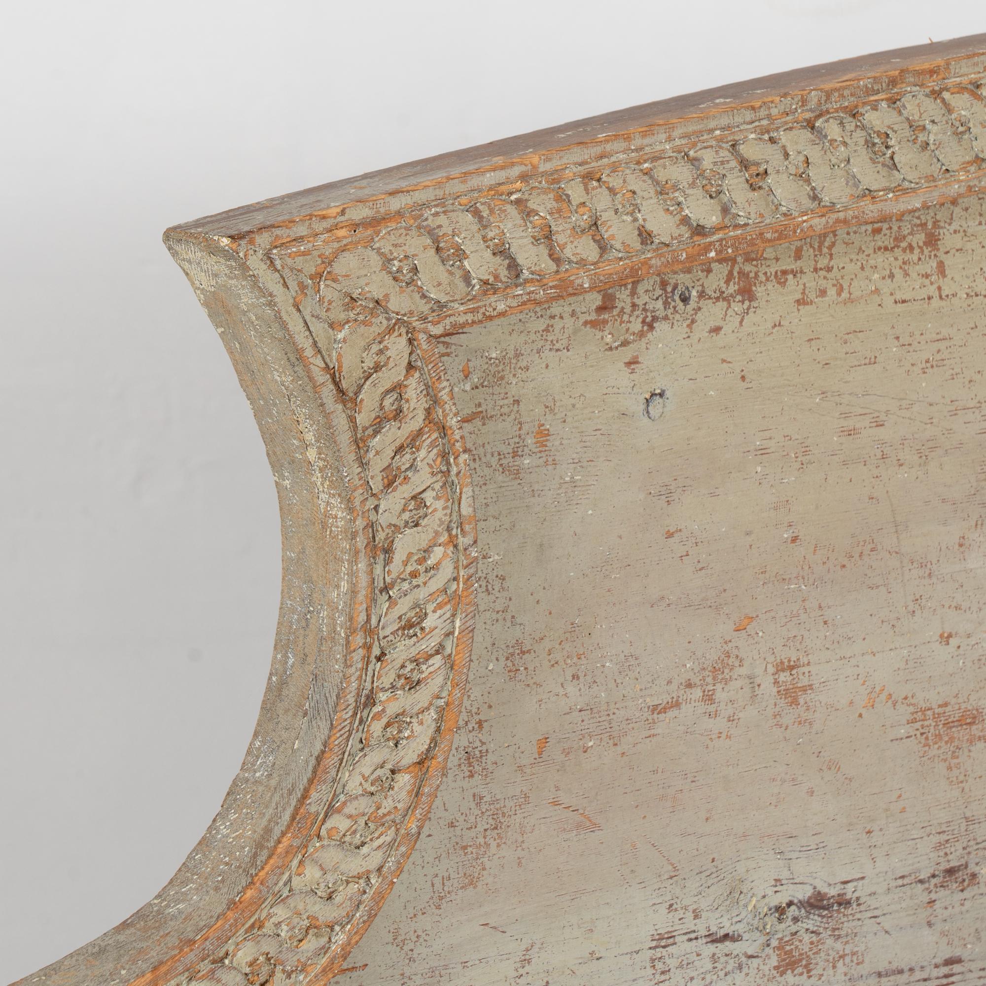 19th Century Original Gray Painted Swedish Gustavian Bench 4