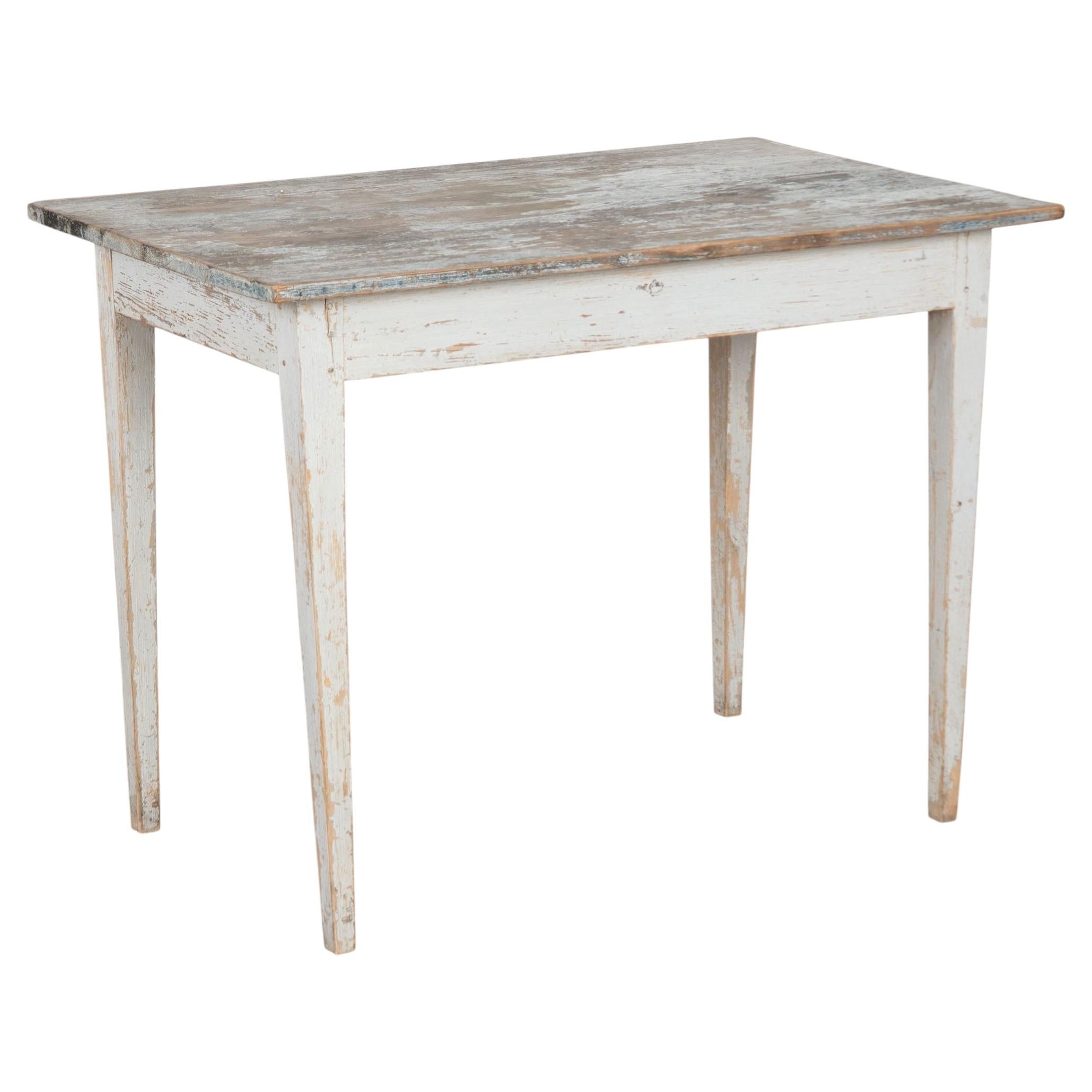 19th Century Original Gray Painted Swedish Pine Side Table