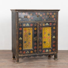 19th Century Original Hand-Painted Hungarian Pine Cabinet Sideboard