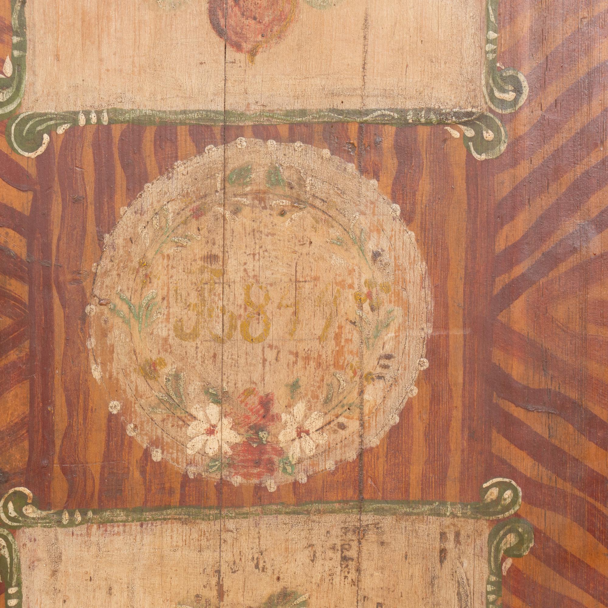 19th Century Original Hand Painted Pine Two Door Armoire, Hungary For Sale 2
