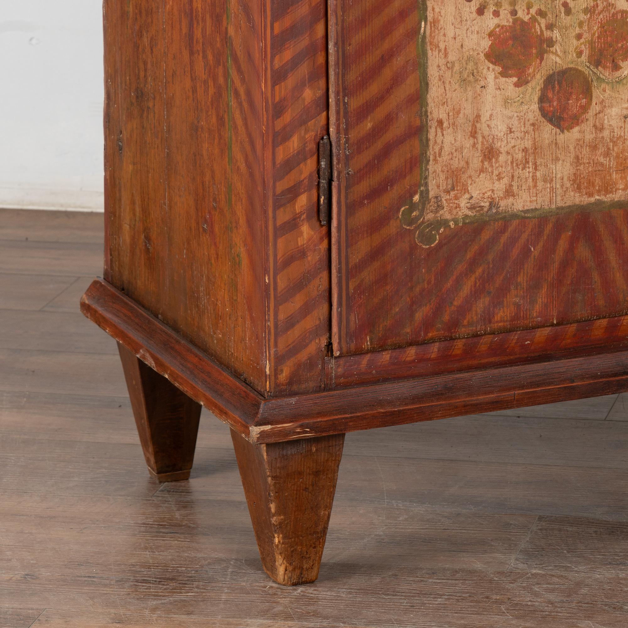 19th Century Original Hand Painted Pine Two Door Armoire, Hungary For Sale 4