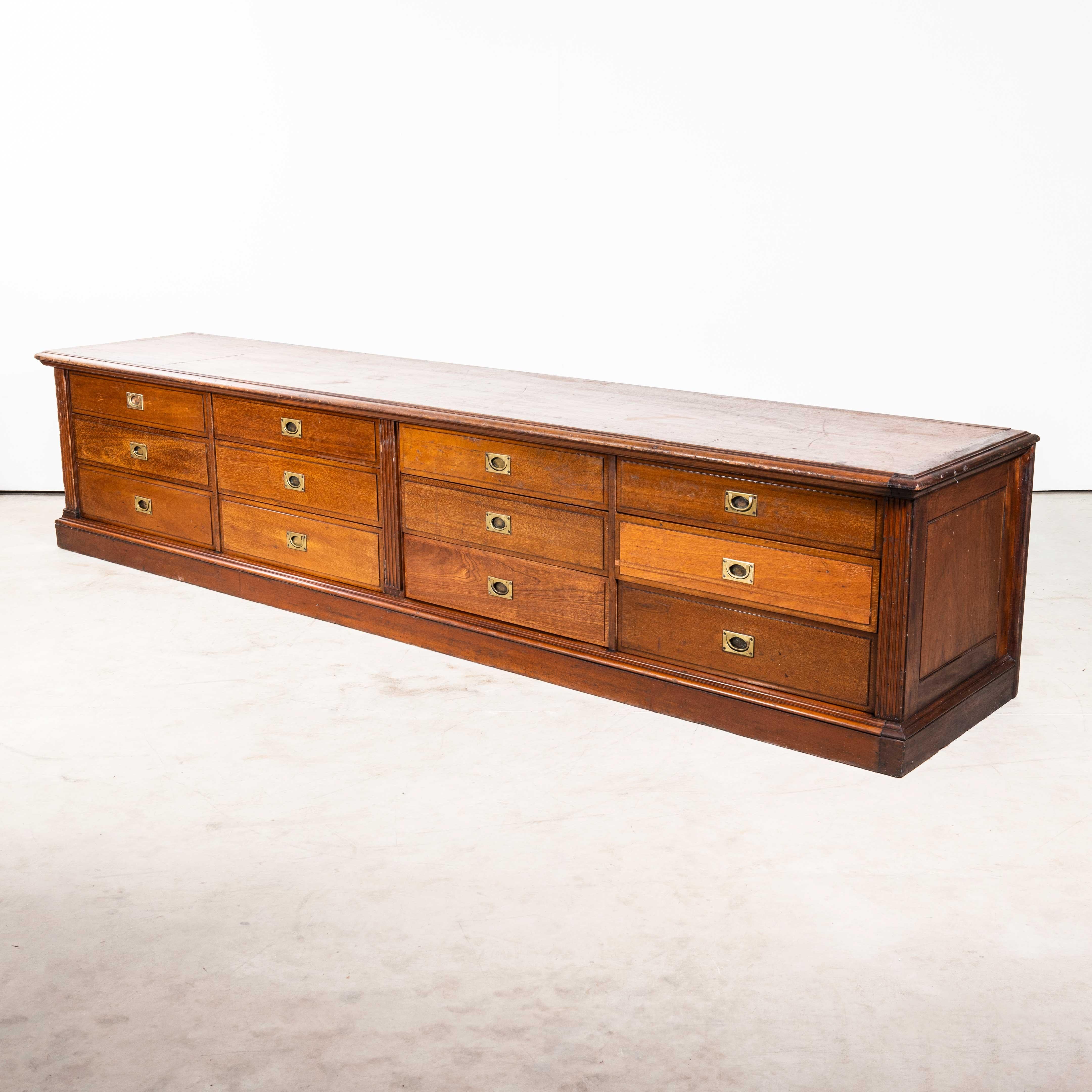 19th Century Original Mahogany Tailors Bank Of Drawers For Sale 11