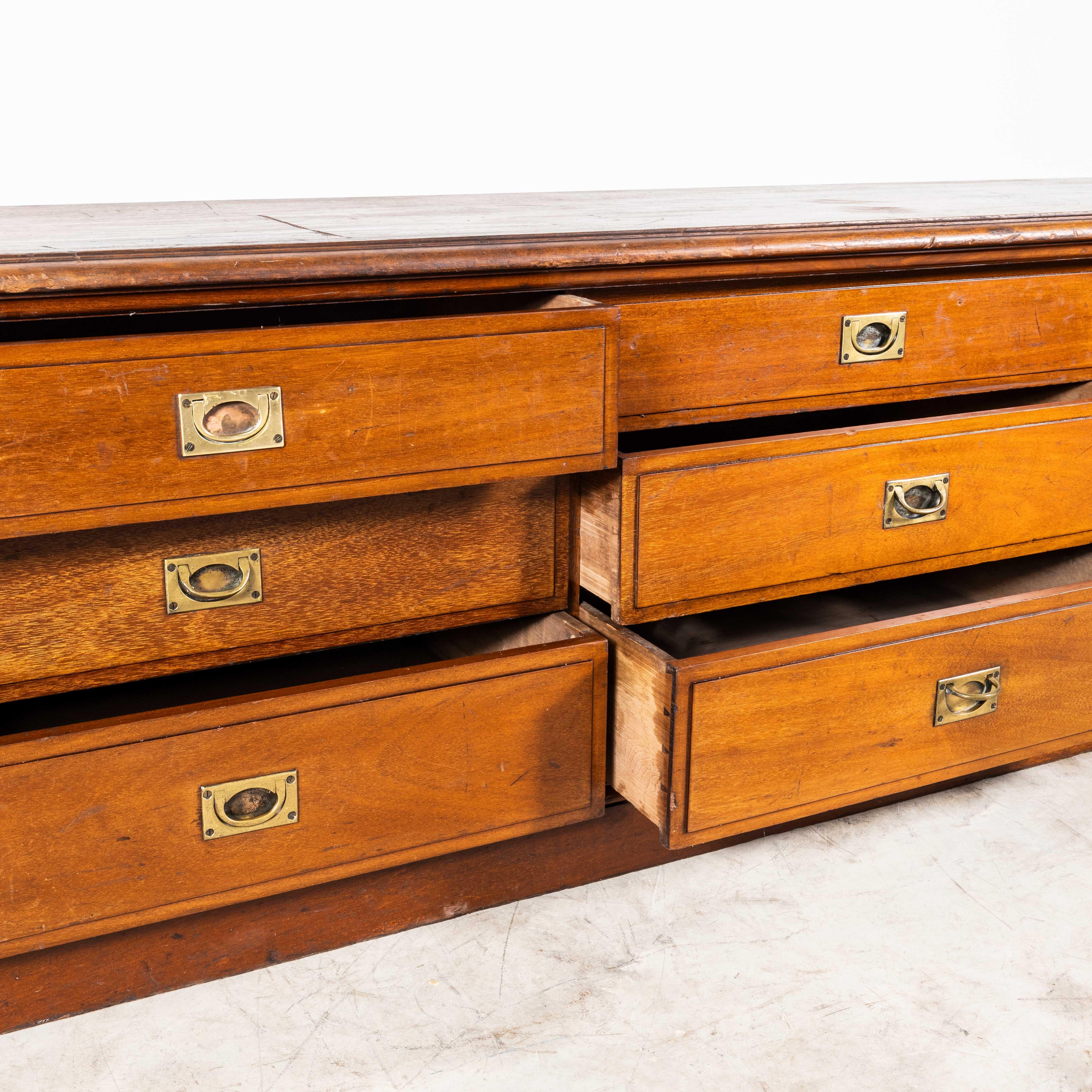 19th Century Original Mahogany Tailors Bank Of Drawers For Sale 2