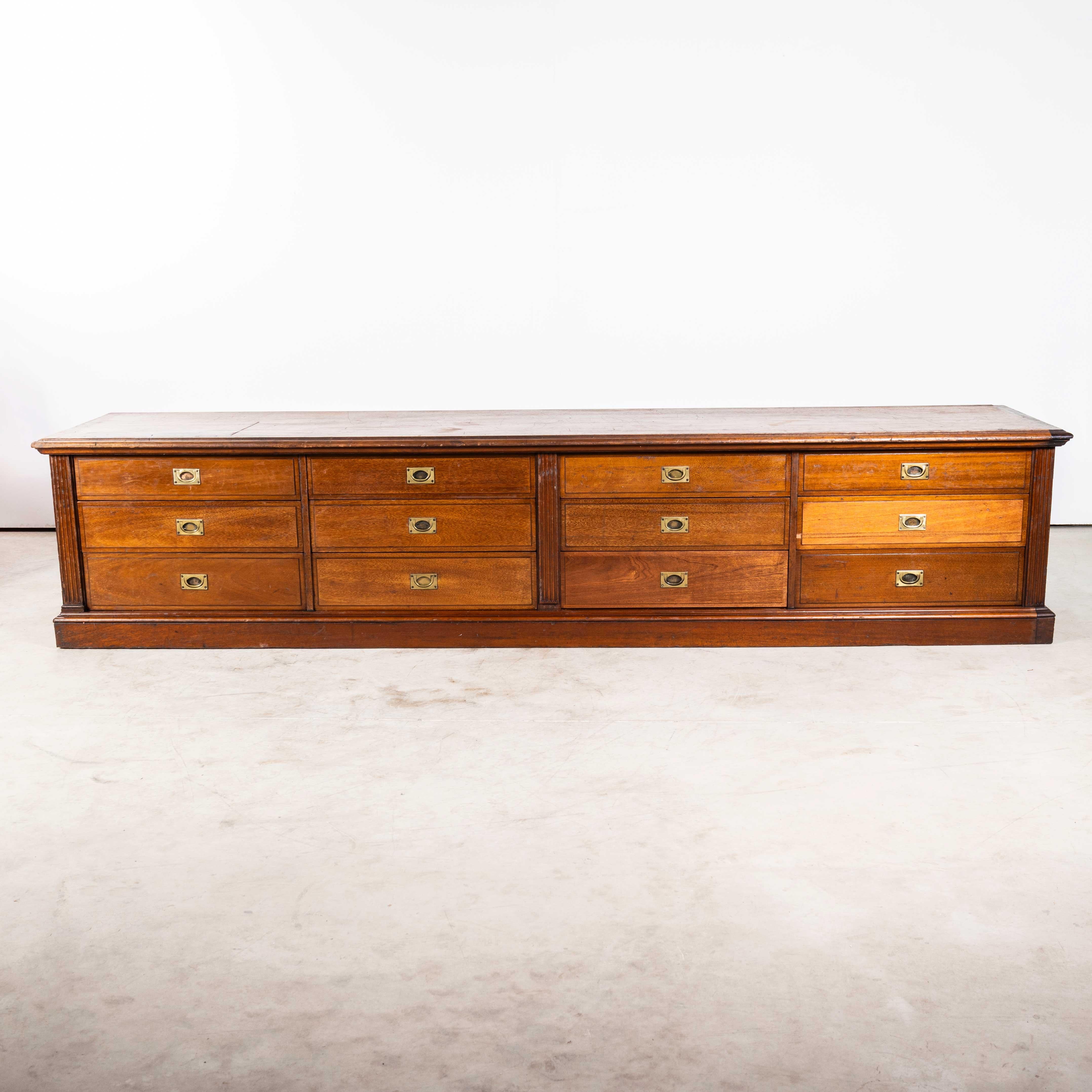 19th Century Original Mahogany Tailors Bank Of Drawers For Sale 3
