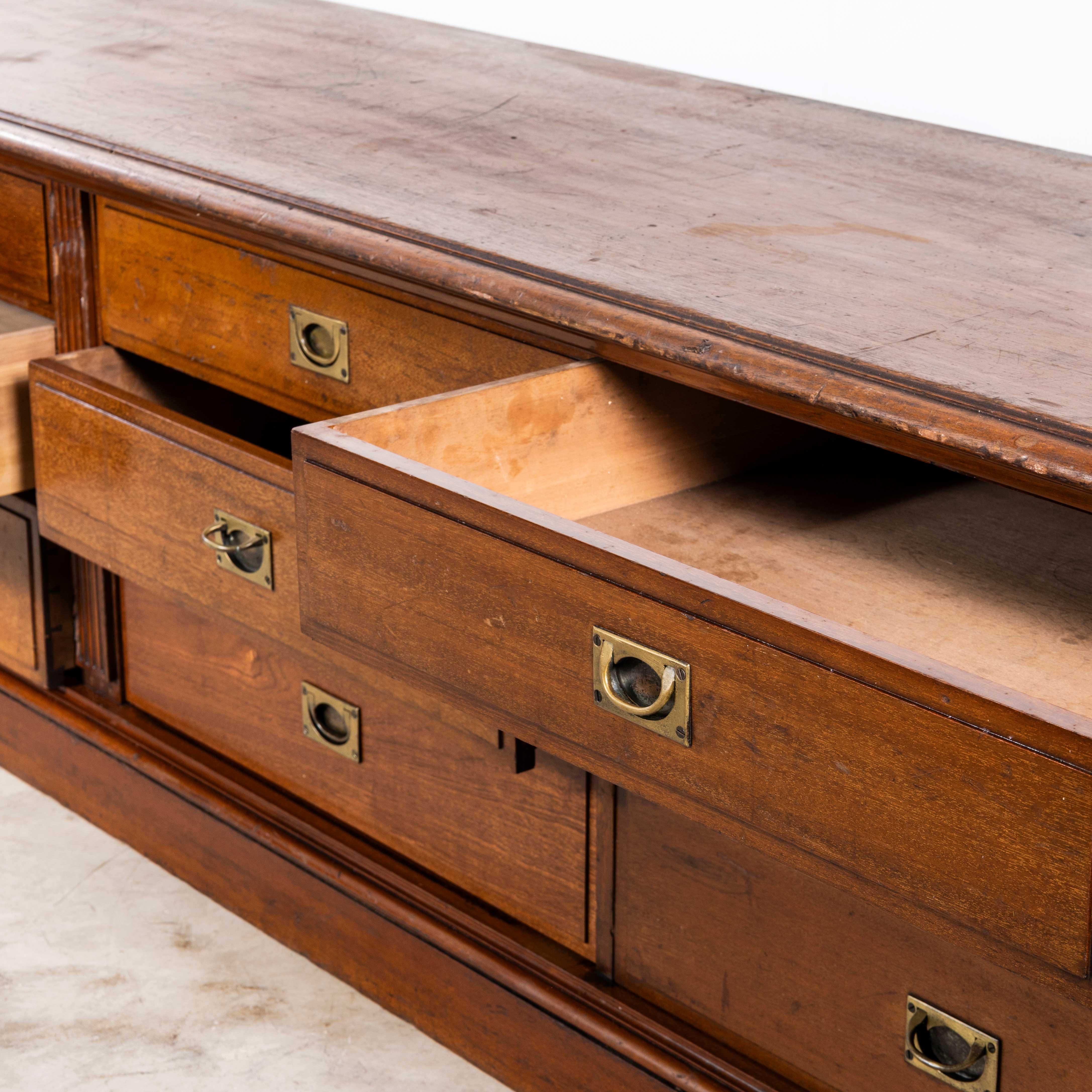 19th Century Original Mahogany Tailors Bank Of Drawers For Sale 5