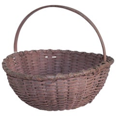 19th Century Original Mauve Painted Basket