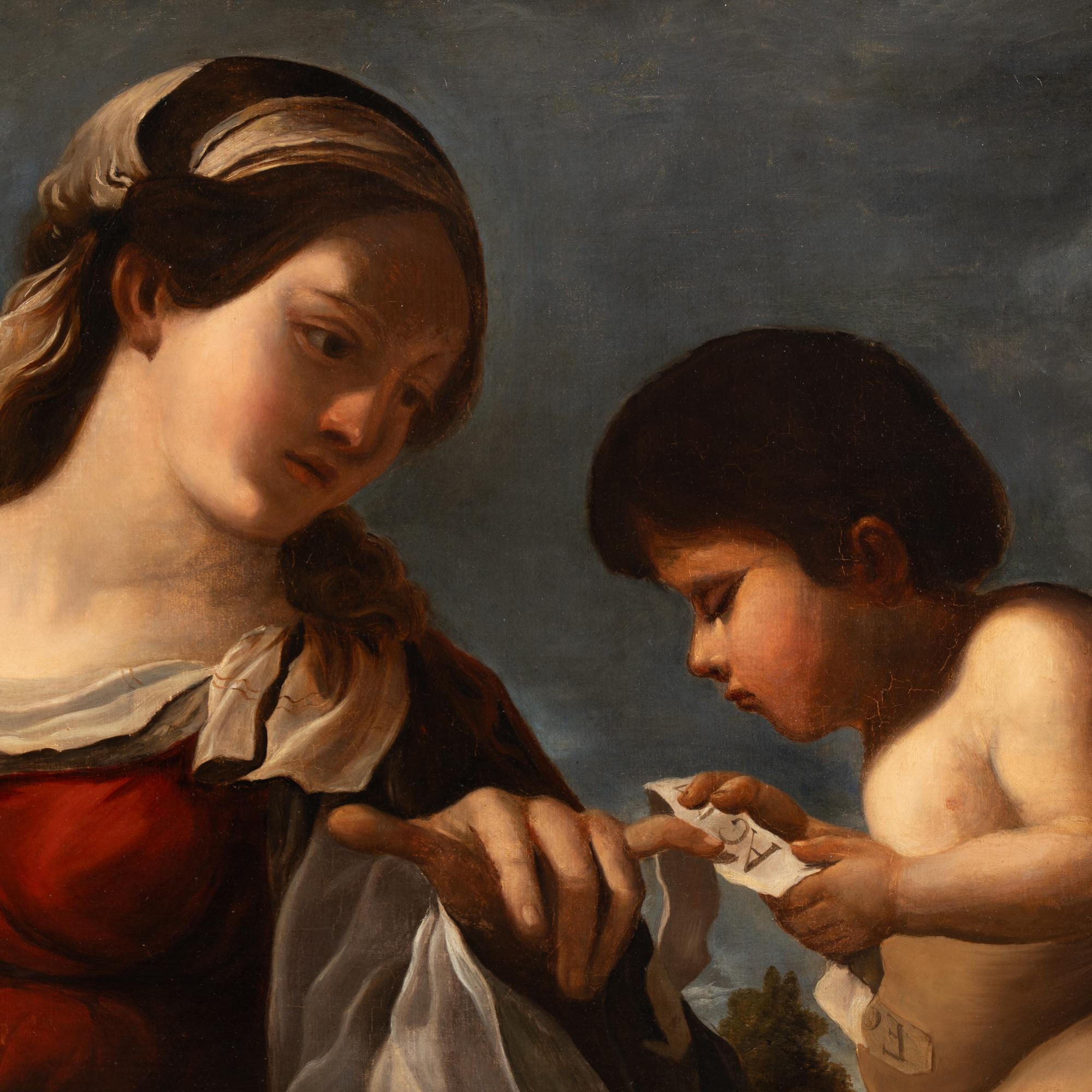 Italian 19th Century Original Oil on Canvas Painting of Madonna and Child For Sale