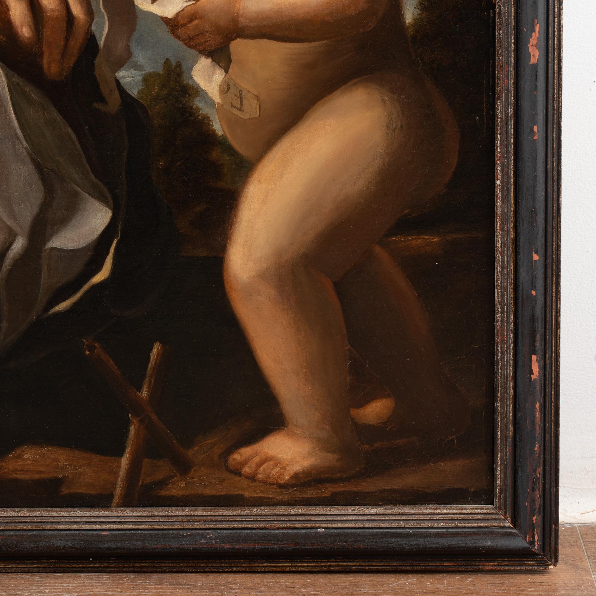 19th Century Original Oil on Canvas Painting of Madonna and Child For Sale 5