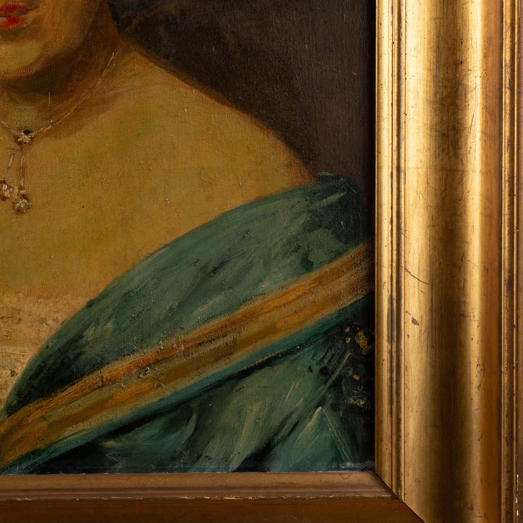 19th Century Original Oil on Canvas Portrait of Woman, 