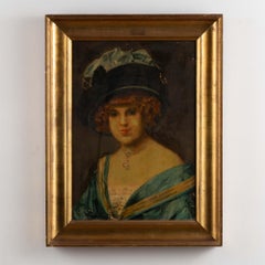 19th Century Original Oil on Canvas Portrait of Woman, "Edith" Signed A. Weie