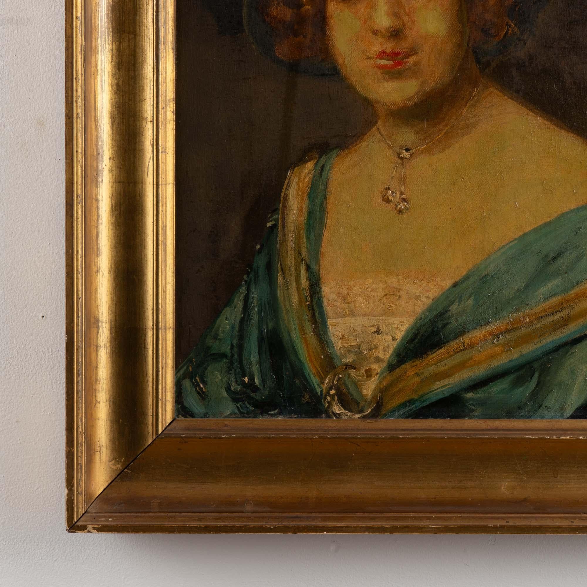 19th Century Original Oil on Canvas Portrait of Woman, 