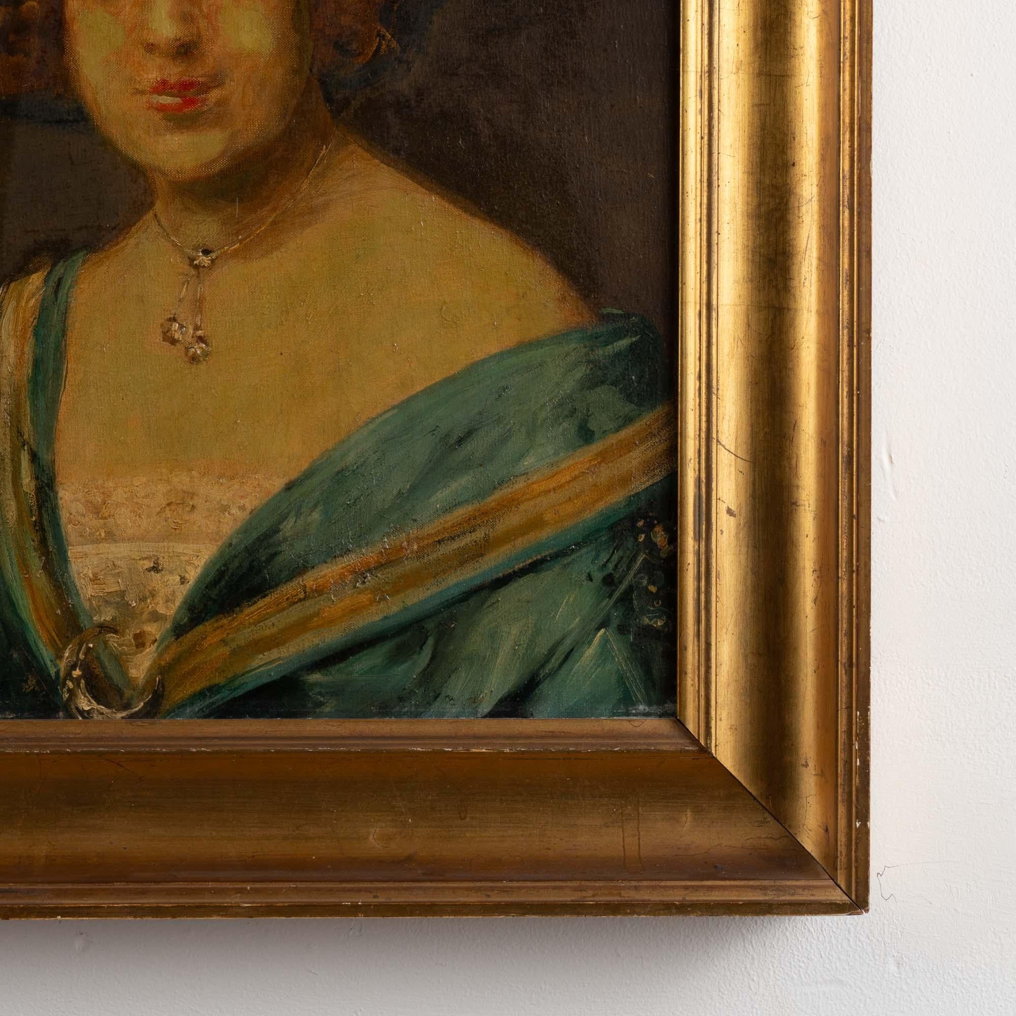 19th Century Original Oil on Canvas Portrait of Woman, 