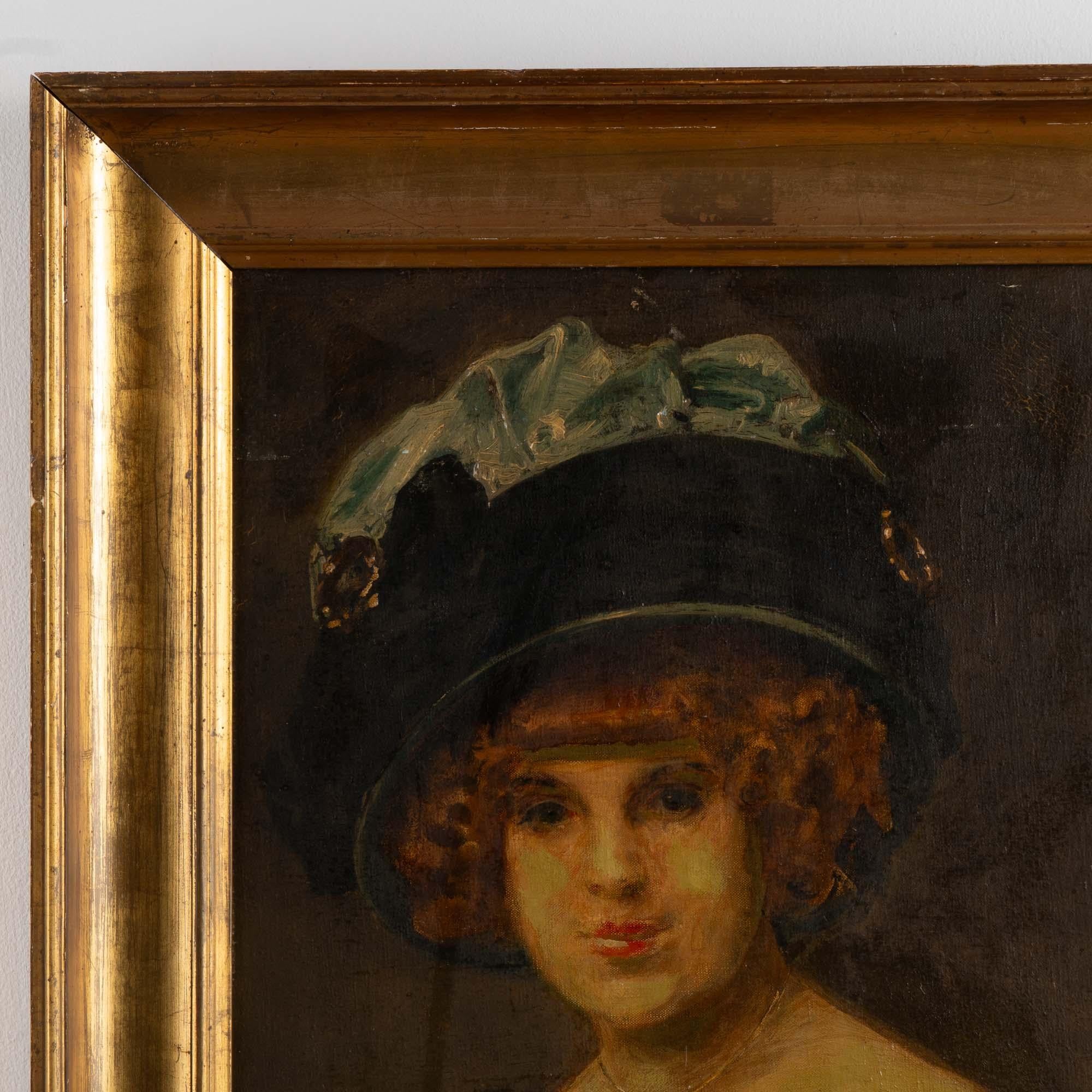 19th Century Original Oil on Canvas Portrait of Woman, 